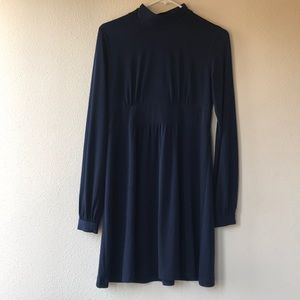 Navy Mock Turtle Neck Dress